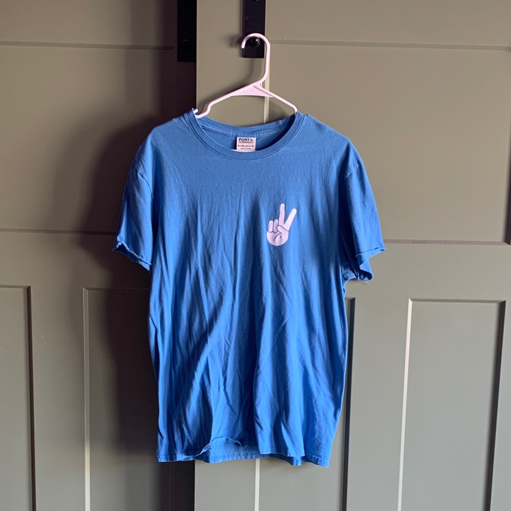 Blue Tee with Peace Sign